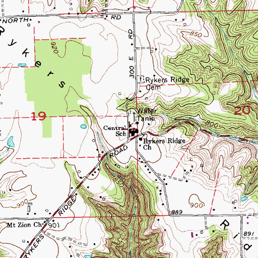 Topographic Map of Central School, IN