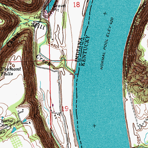 Topographic Map of Chain Mill Creek, IN