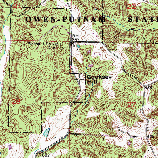 Topographic Map of Cooksey Hill, IN