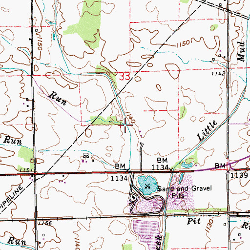 Topographic Map of Cream Run, IN