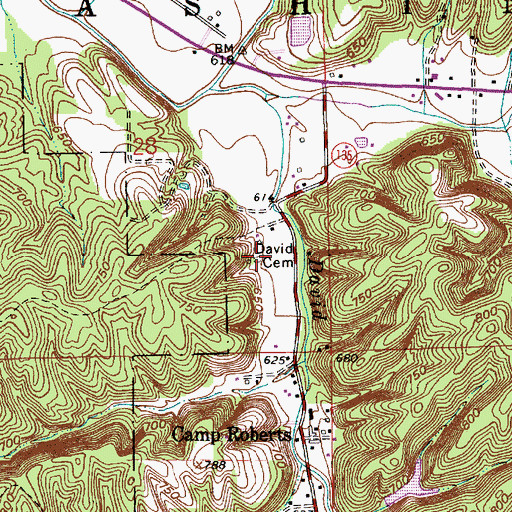 Topographic Map of David Cemetery, IN