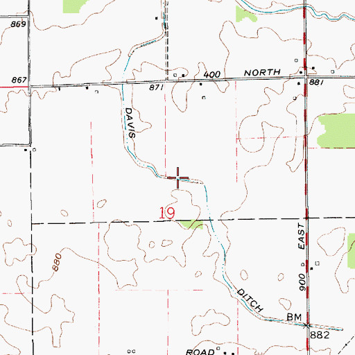 Topographic Map of Davis Ditch, IN