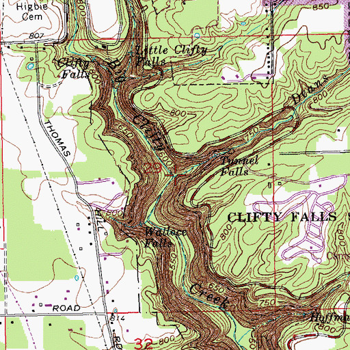Topographic Map of Deans Branch, IN