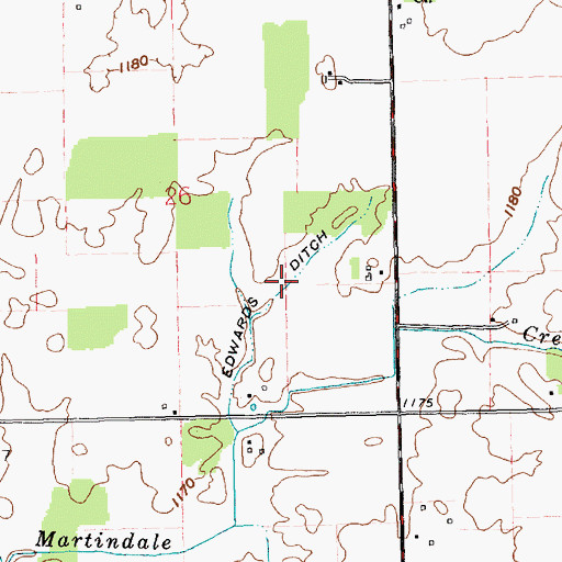 Topographic Map of Edwards Ditch, IN