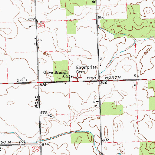 Topographic Map of Enterprise Cemetery, IN