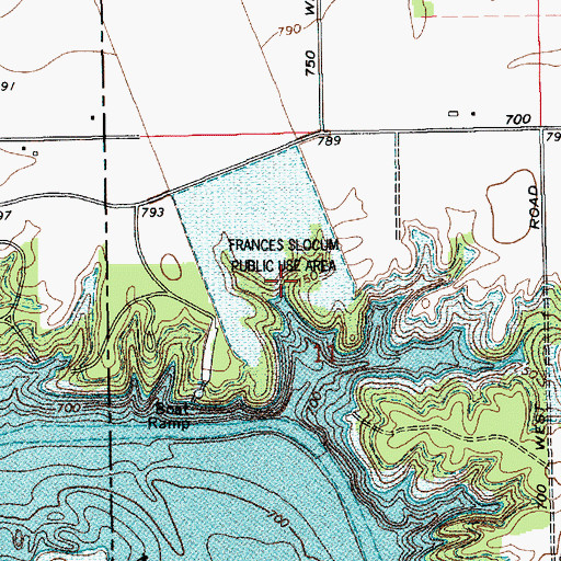 Topographic Map of Frances Slocum State Recreation Area, IN