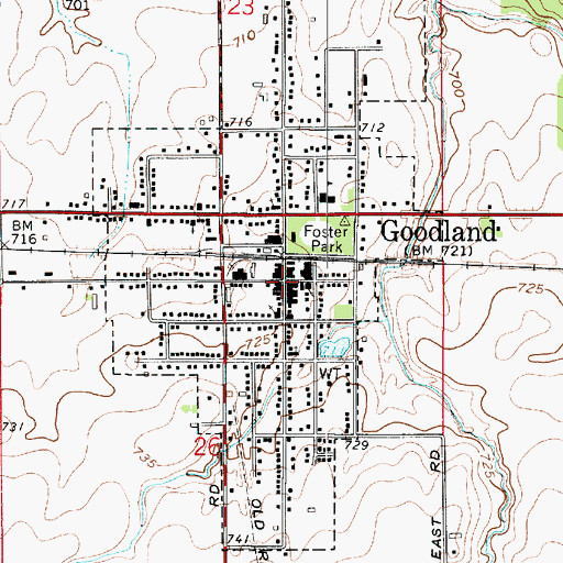 Topographic Map of Goodland, IN