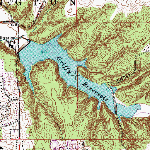 Topographic Map of Griffy Reservoir, IN
