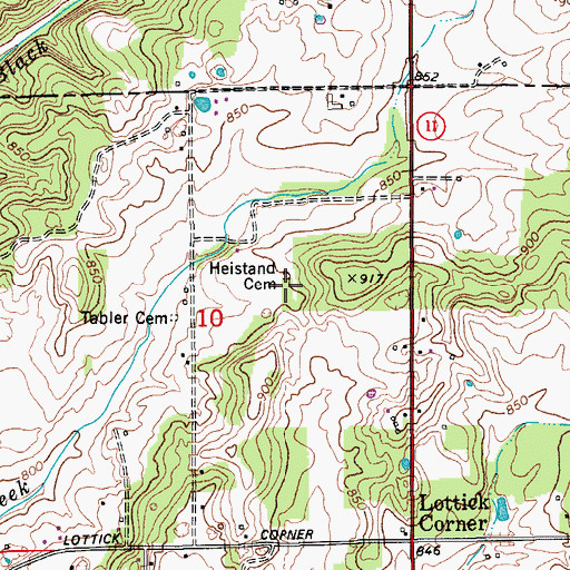 Topographic Map of Heistand Cemetery, IN