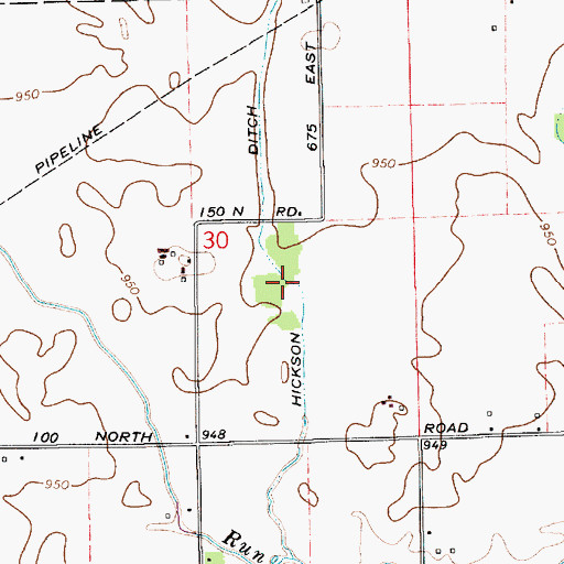 Topographic Map of Hickson Ditch, IN