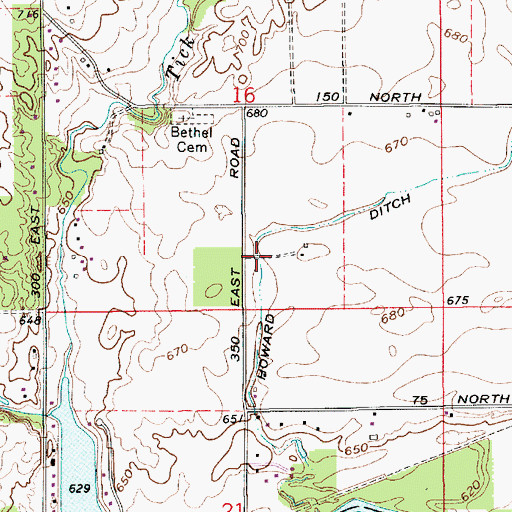 Topographic Map of Howard Ditch, IN