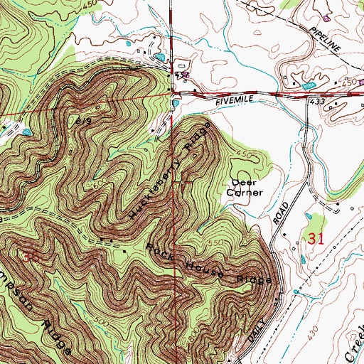 Topographic Map of Huckleberry Ridge, IN