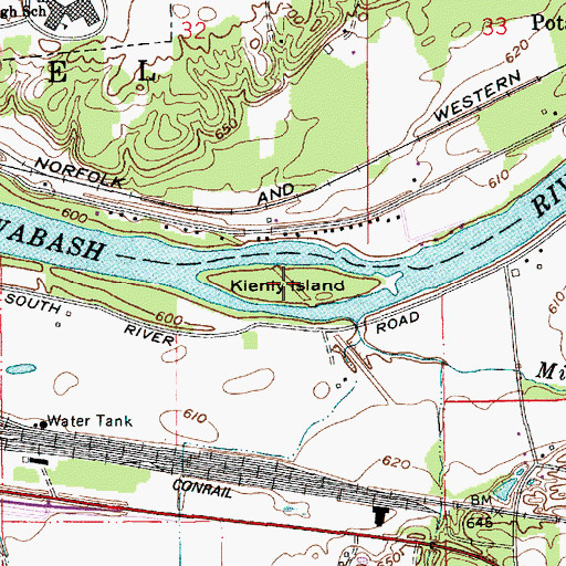 Topographic Map of Kienly Island, IN