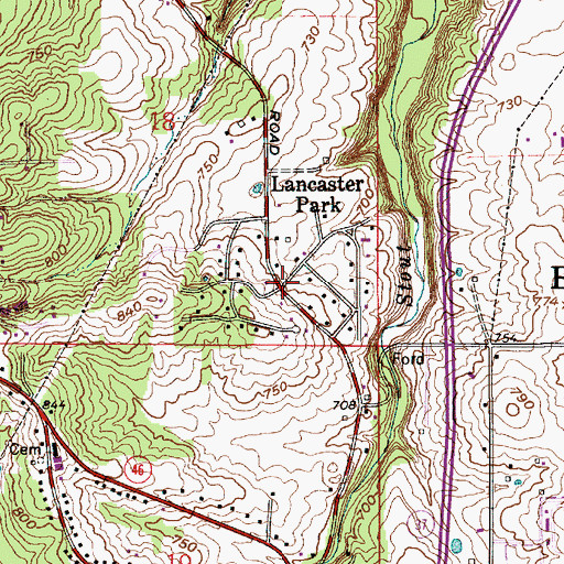 Topographic Map of Lancaster Park, IN