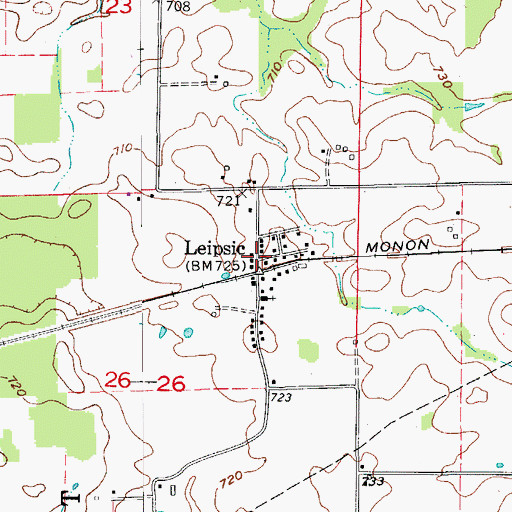 Topographic Map of Leipsic, IN