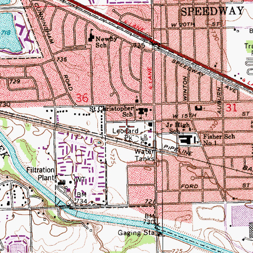 Topographic Map of Leonard Park, IN
