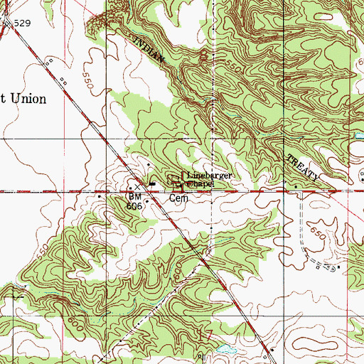 Topographic Map of Linebarger Chapel, IN