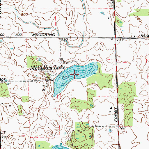Topographic Map of McColley Lake, IN