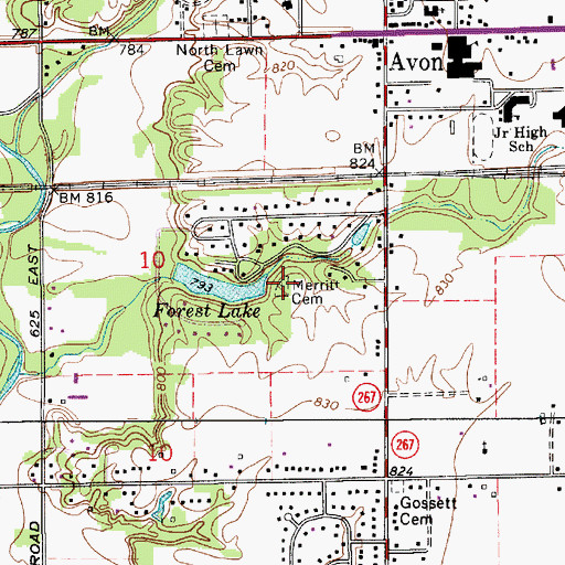 Topographic Map of Merritt Cemetery, IN