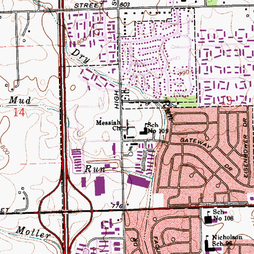 Topographic Map of Messiah Lutheran Church, IN