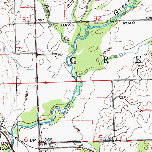 Topographic Map of Morgan Creek, IN