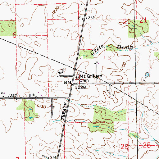 Topographic Map of Mount Gilliard Cemetery, IN