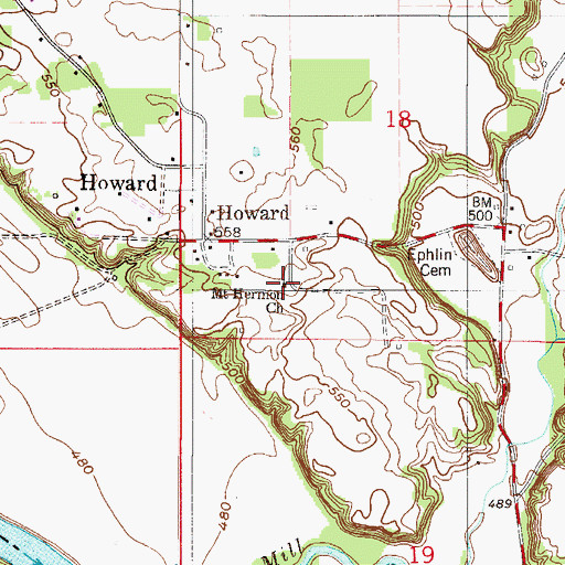 Topographic Map of Mount Hermon Church, IN