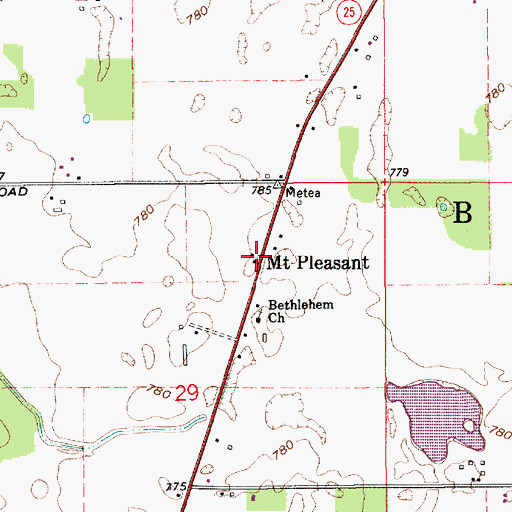 Topographic Map of Mount Pleasant, IN