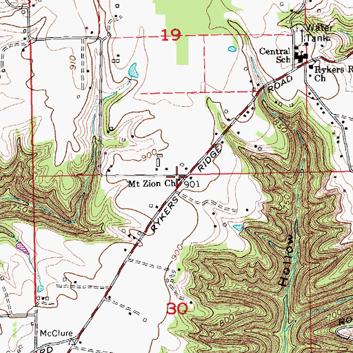 Topographic Map of Mount Zion Church, IN