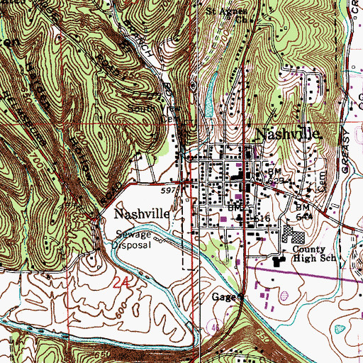 Topographic Map of Nashville, IN