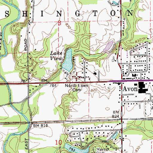 Topographic Map of North Lawn Cemetery, IN