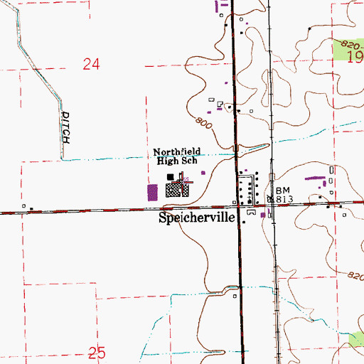 Topographic Map of Northfield Junior-Senior High School, IN