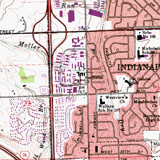 Topographic Map of Northwest Baptist Church, IN