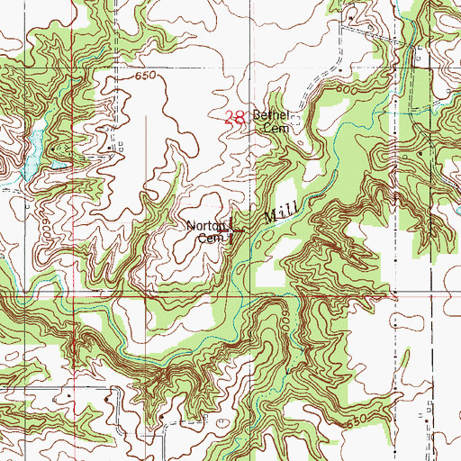 Topographic Map of Norton Cemetery, IN