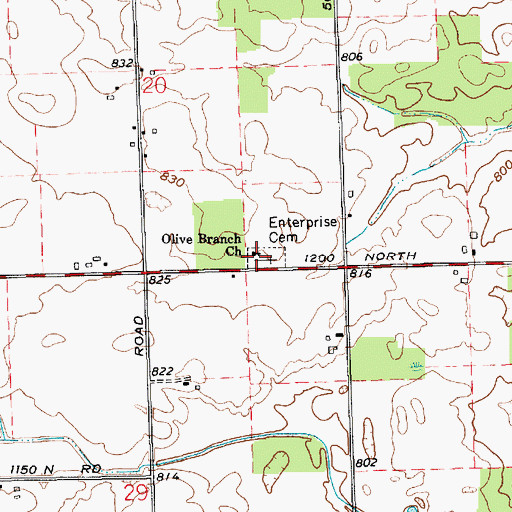 Topographic Map of Olive Branch Church, IN