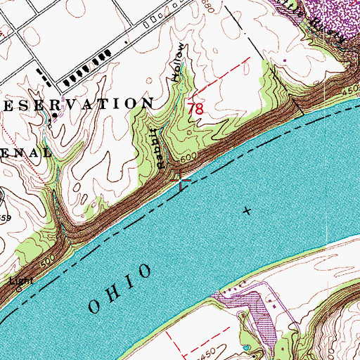 Topographic Map of Rabbit Hollow, IN