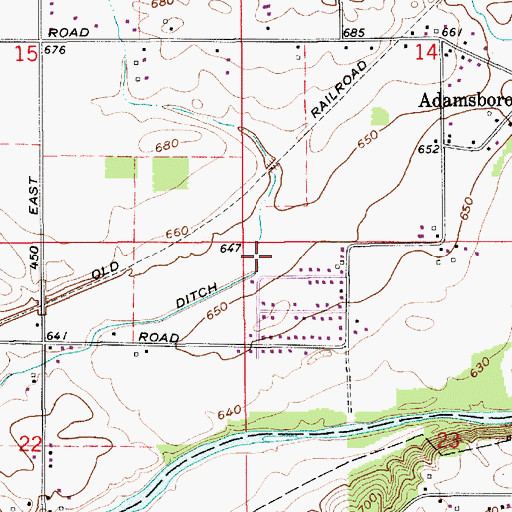 Topographic Map of Shackelford Ditch, IN