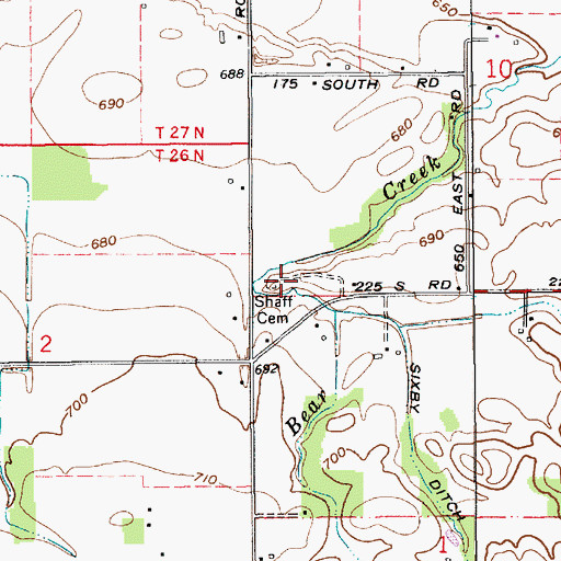 Topographic Map of Shaff Cemetery, IN