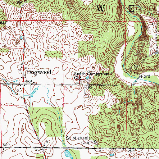Topographic Map of Smith Campground Church, IN