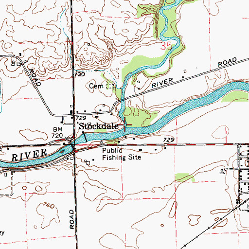 Topographic Map of Squirrel Creek, IN