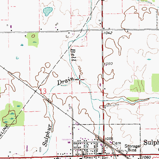 Topographic Map of Sulphur Drain, IN