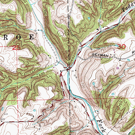 Topographic Map of Toddys Branch, IN