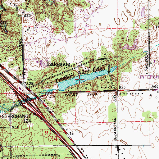 Topographic Map of Traders Point Lake, IN