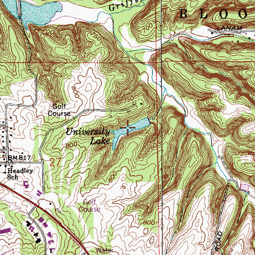 Topographic Map of University Lake, IN