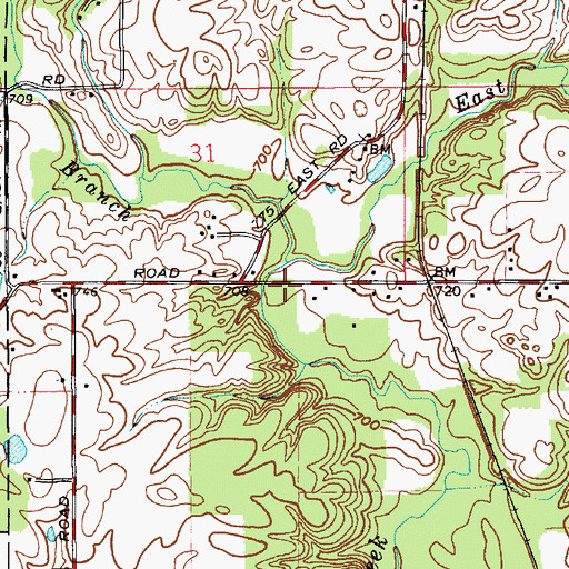Topographic Map of West Branch Twelve Mile Creek, IN