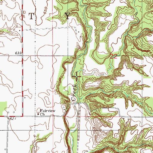 Topographic Map of West Fork Rush Creek, IN