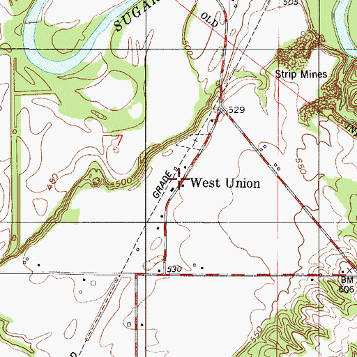 Topographic Map of West Union, IN