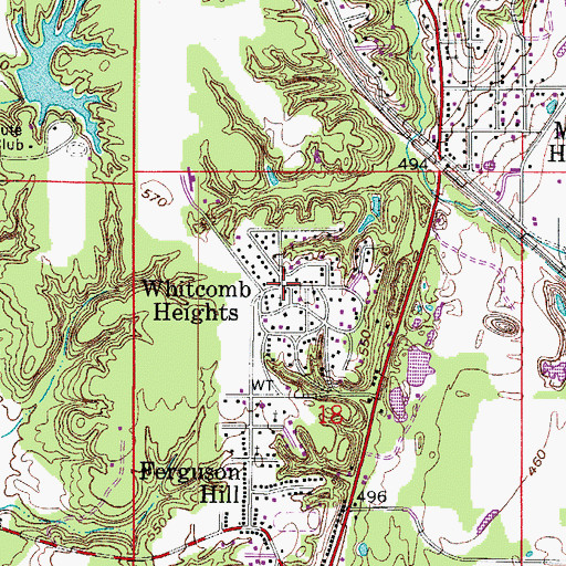 Topographic Map of Whitcomb Heights, IN