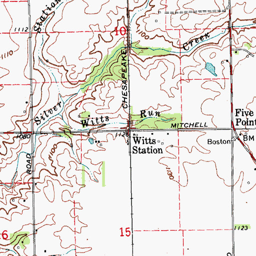 Topographic Map of Witts Station, IN