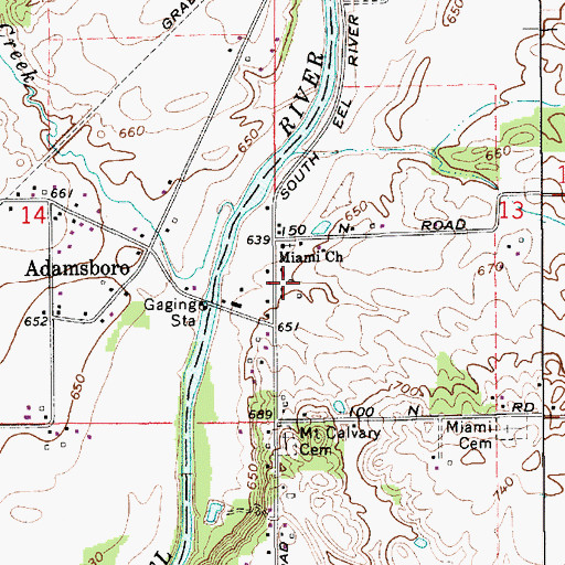 Topographic Map of Old Adamsboro, IN